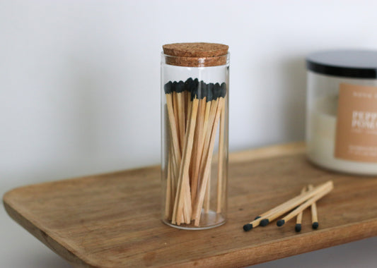 Corked Glass Match Vial - 50 Matches - 3.8" Match Sticks