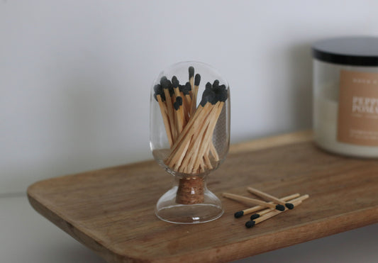 Glass Match Cloche - 50 Matches - 2.5" Match Sticks